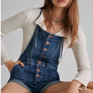 Denim Blue Women's Overall Shorts